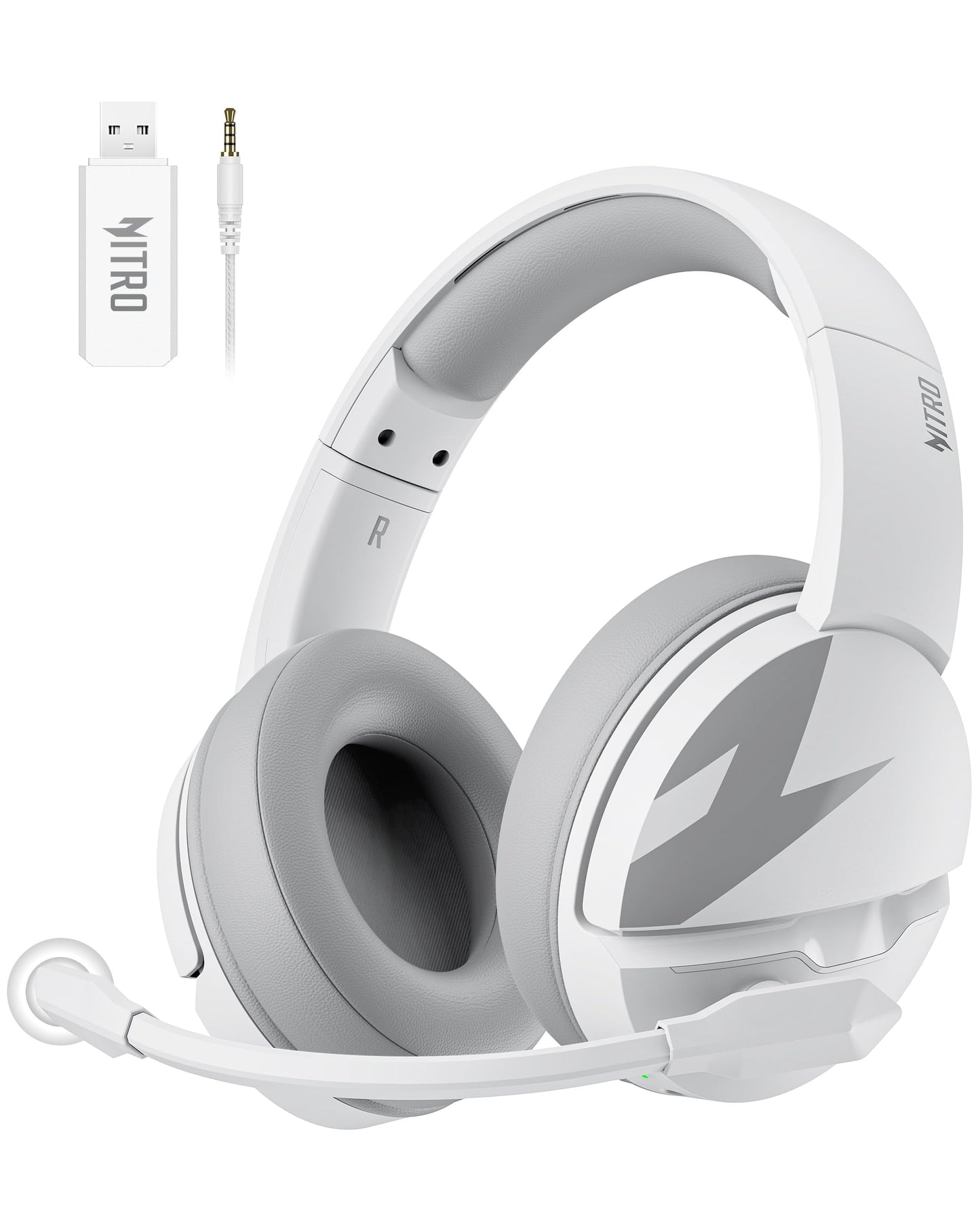 acer Wireless Gaming Headset  PS5 Headset with 2.4GHz for Ps5  Ps4  PC  Switch  Bluetooth 5.3 + 100Hrs Gaming Headphones with Noise Canceling Mic for Laptop  Mobile  Mac  50mm Drivers (White)