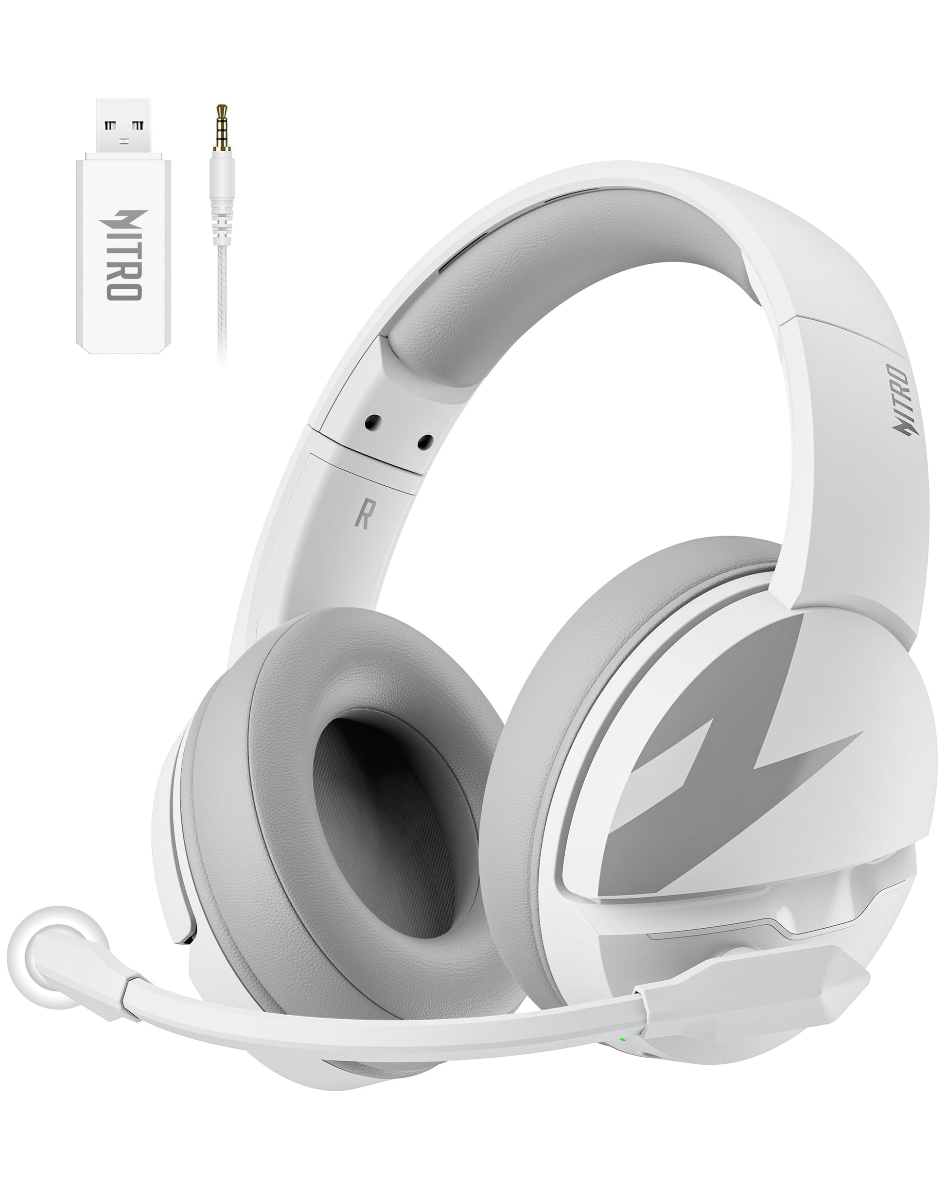 acer Wireless Gaming Headset  PS5 Headset with 2.4GHz for Ps5  Ps4  PC  Switch  Bluetooth 5.3 + 100Hrs Gaming Headphones with Noise Canceling Mic for Laptop  Mobile  Mac  50mm Drivers (White)