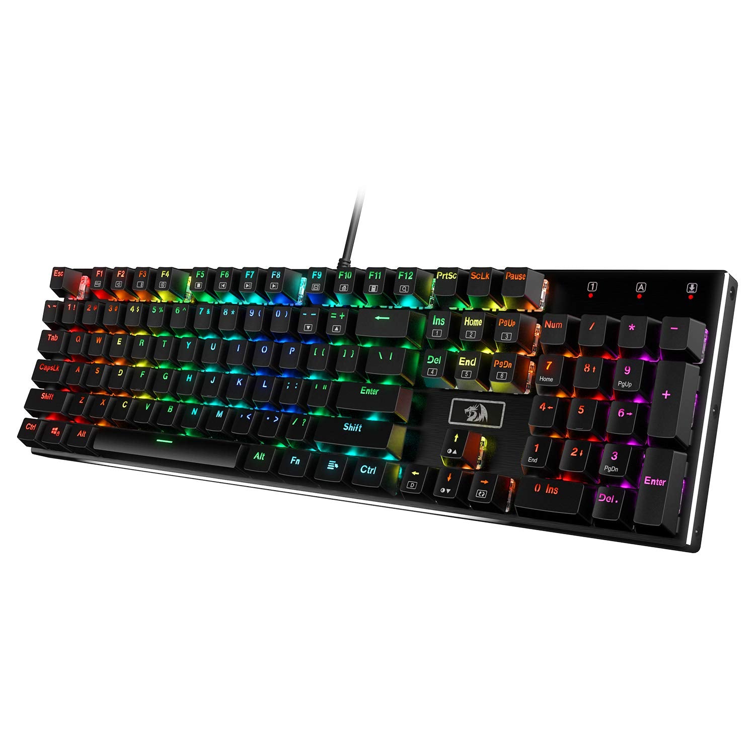 Redragon K556 RGB Mechanical Gaming Keyboard - 104 Keys, Hot-Swap, Brown Switch, Aluminum Base, Black