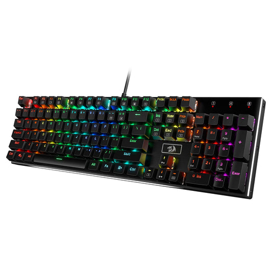 Redragon K556 RGB Mechanical Gaming Keyboard - 104 Keys, Hot-Swap, Brown Switch, Aluminum Base, Black