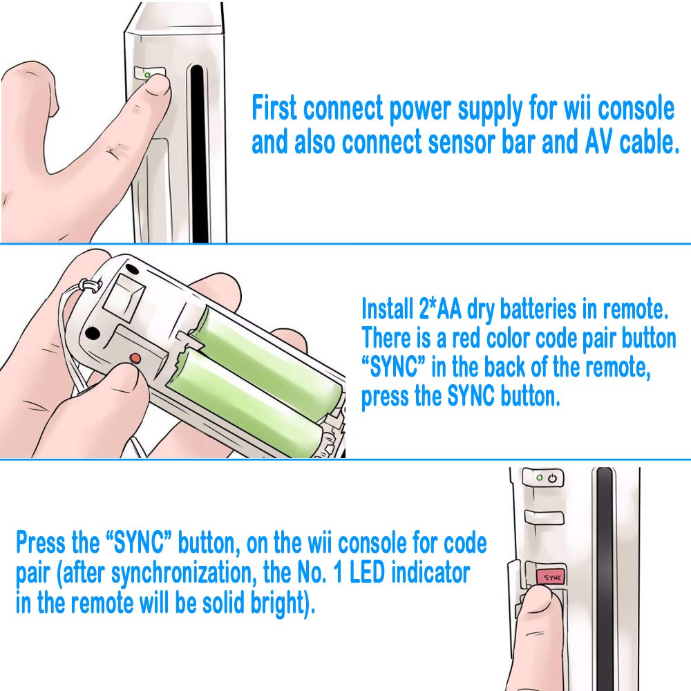 Tevodo Wii Remote Controller - 2 Pack Wireless Compatible with Wii/Wii U - Pink and Blue