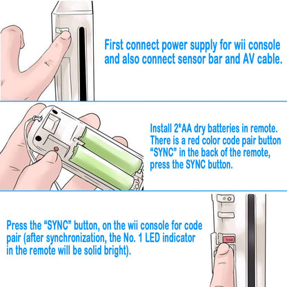 Tevodo Wii Remote Controller - 2 Pack Wireless Compatible with Wii/Wii U - Pink and Blue