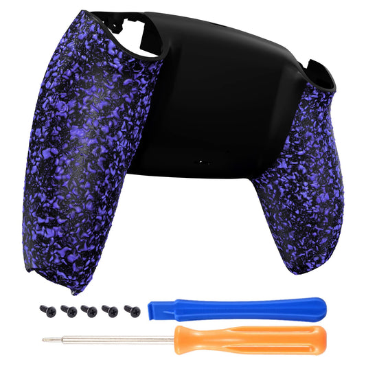 eXtremeRate Textured Purple Non-Slip Custom Back Plate Bottom Shell Compatible with ps5 Controller, 3D Splashing Cover, Game Imp
