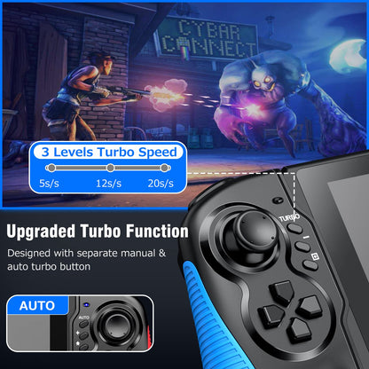 HUDOBBYE Switch Controller - Ergonomic Rechargeable Grip, Turbo & Dual Vibration, Red-Blue for Switch/Switch OLED Handheld Mode