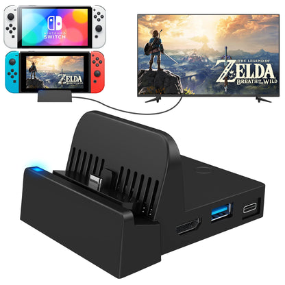 Ukor TV Docking Station for Nintendo Switch - Portable HDMI Adapter with Extra USB 3.0 Port, Black Charging Stand