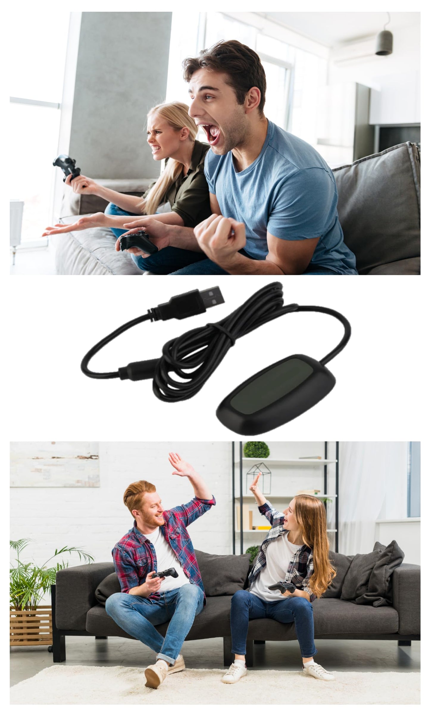 KUJOBUY Wireless USB Gaming Receiver Adapter for Xbox 360 Controllers - Black, Compatible with Windows PC, Laptop Gaming