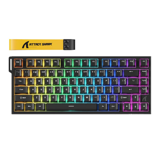 ATTACK SHARK R82 HE Rapid Trigger Wired Mechanical Gaming Keyboard TKL NKRO with 8K Polling 0.005mm RT Accuracy 256K Scan Rate 5 Layer Sound Damped Hall Effect Magnetic Switch Driver for PC Mac(Black)