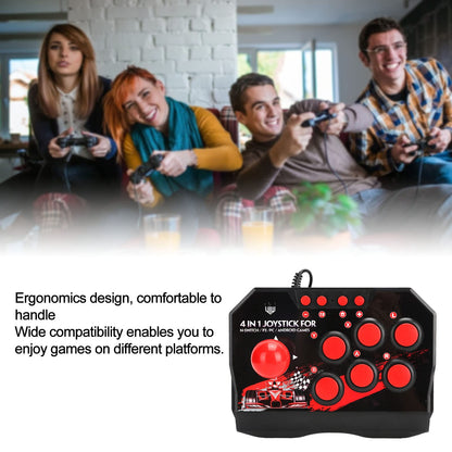 PUSOKEI Universal Nostalgia Fight Stick - Ergonomic USB Wired Joystick for PC/Switch/PS3, Black and Red