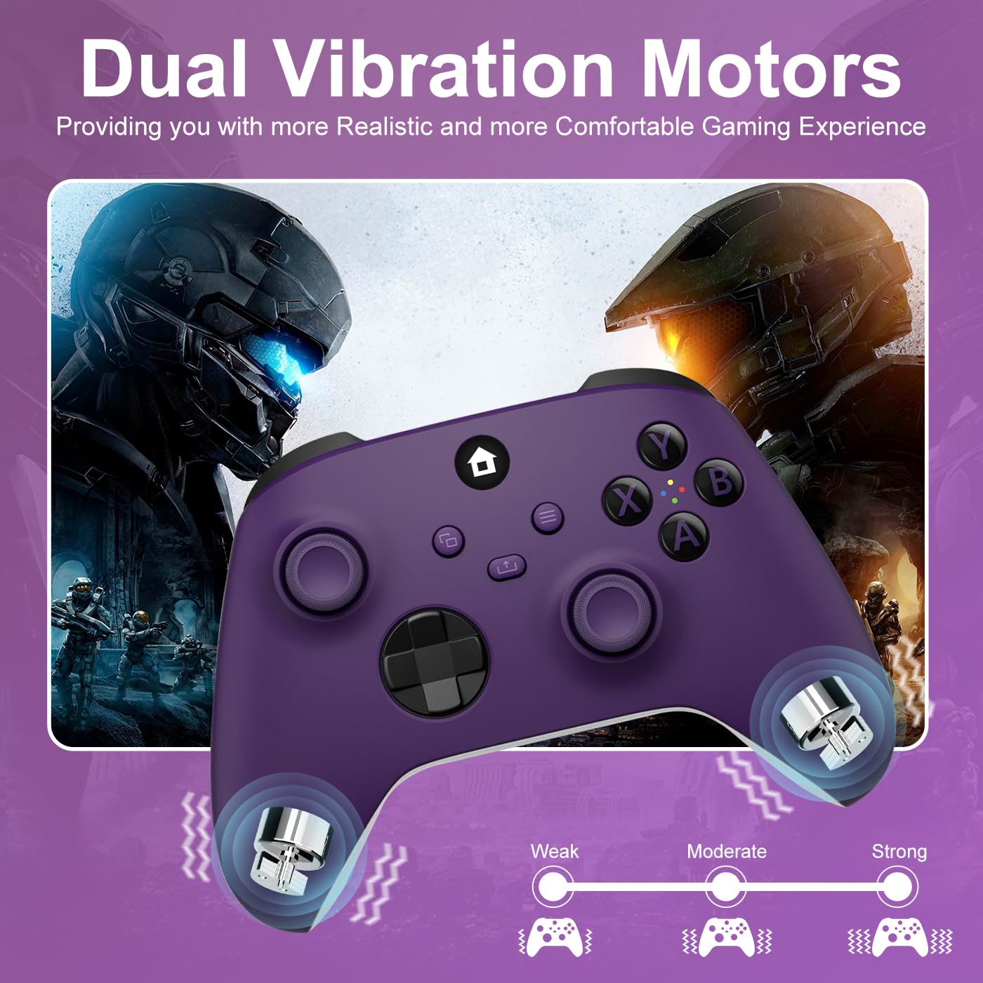 ADHJIE Xbox One Wireless Controller - 2.4GHz, Compatible with Xbox One/X/S/PC, 3.5mm Headphone Jack, Purple