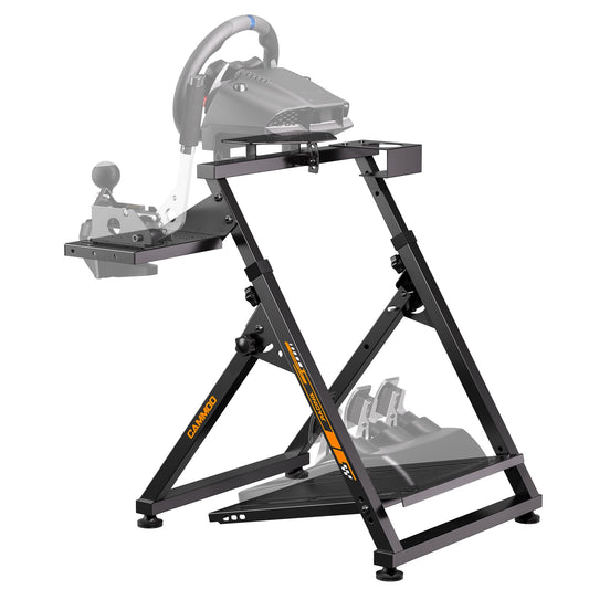 CAMMOO High Compatible Racing Wheel Stand Fits Handbrake  29 Holes Wheel Panel & 26 Holes Shifter Panel  Foldable Sim Steering Racing Stand  Widely Height Adjustable and Cup Holder