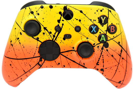 Hand Airbrushed Fade Custom Controller Compatible with Xbox Series X/S & Xbox One (Series X/S Orange & Yellow)