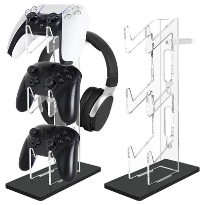 FYY Game Controller Holder - 3-Tier Acrylic Stand for Nintendo Switch, Xbox, PS5, PS4 - Black, Model 1897