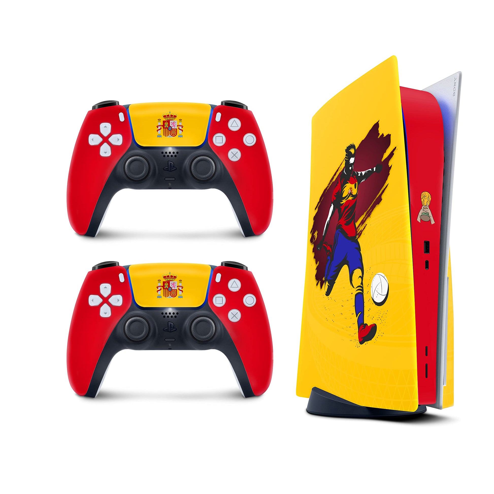 TACKY DESIGN World Cup Stickers 2022 Skin for Playstation 5 Console & 2 Controllers  PS5 Soccer Stickers Skin Vinyl 3M Decal National Teams Stickers Full wrap Cover (Disc Version  Spain Skin)
