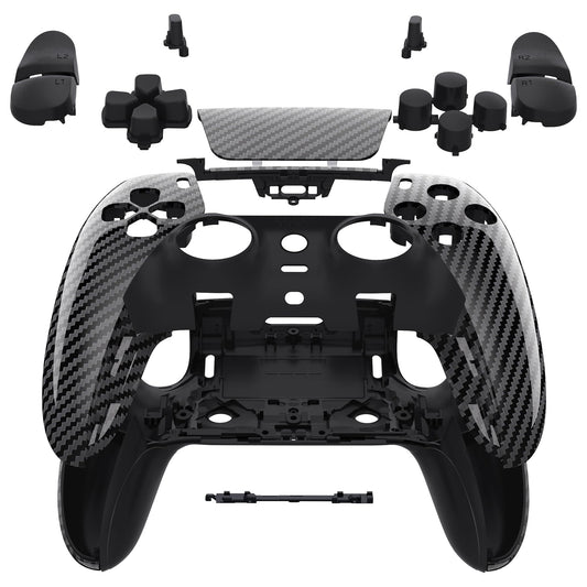 eXtremeRate Full Set Shell with Buttons Touchpad Cover Compatible with p s 5 Edge Controller  Graphite Carbon Fiber Replacement Decorative Trim Front Back Plates Compatible with p-s-5 Edge Controller