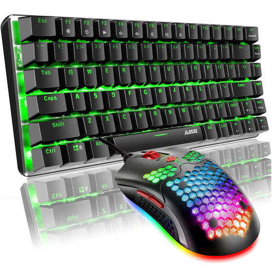 Gaming Keyboard and Mouse and Mouse Pad Wired Green Backlit Mechanical Keyboard Superlight RGB Gaming Mouse 12000DPI Optical Sensor 6 Programmable Buttons Mice for PC Gamers