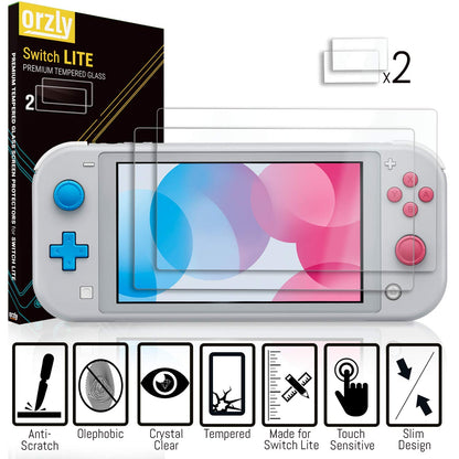 Orzly Switch Lite Accessories Bundle - Red Case, Screen Protector, USB Cable, Games Holder, Comfort Grip, Headphones - Model ORZACCPACK2NSWLITERED