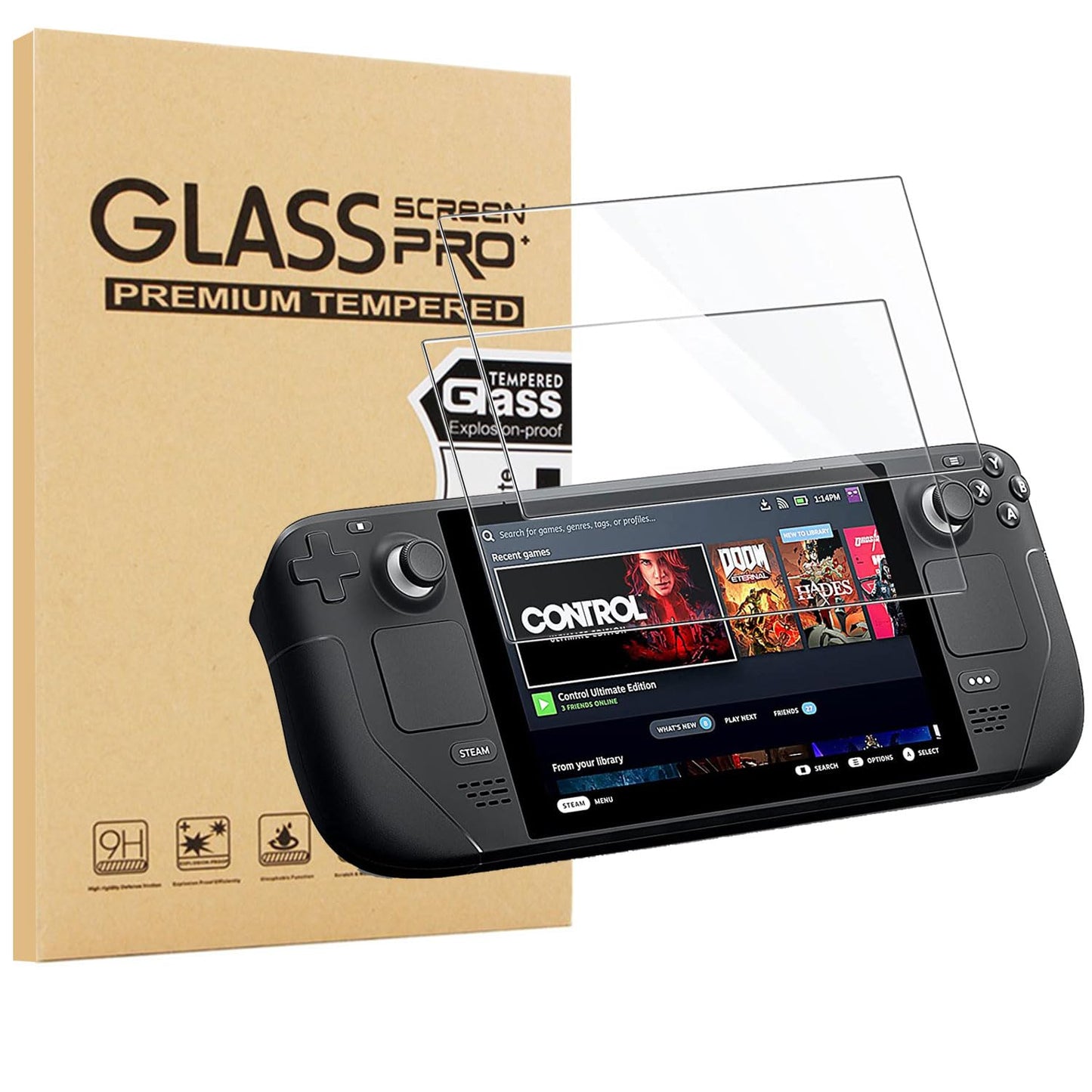 elitegadget 2-Pack Glass Screen Protector for Steam Deck 7 Inch 2021/2022 and Steam Deck OLED 2023 - High Definition 9H Hardness