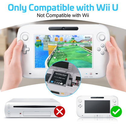 KEKUCULL Rechargeable Battery Pack for Wii U Gamepad - 2Pcs, Grey, Includes Screwdriver, Fits WUP-012/WUP-010, 2.5x1