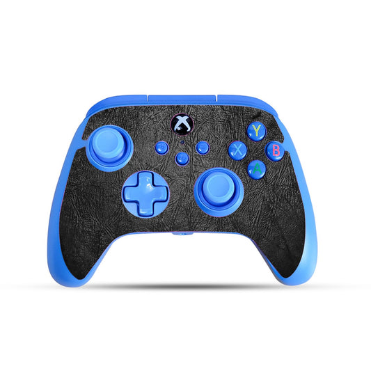 Gaming Skin Compatible with PowerA Xbox Series X|S Enhanced Wired Controller - Black Leather - Premium 3M Vinyl Protective Wrap Decal Cover - Easy to Apply | Crafted in The USA by MightySkins