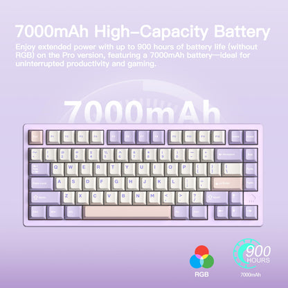 KEEBMONKEY Mechanical Keyboard - Rainy 75, Triple-Mode, RGB, Cocoa Switch - Pro Purple Model