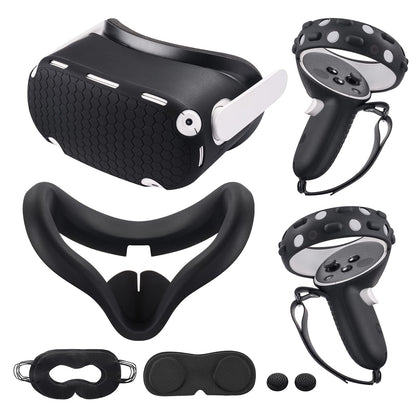 KANG YU Oculus Quest 2 Accessories - VR Silicone Face Cover, Touch Controller Grip Cover, Black