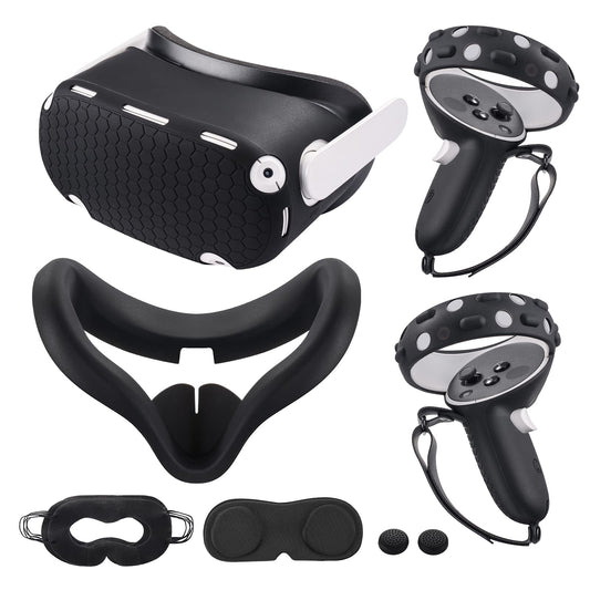 KANG YU Oculus Quest 2 Accessories - VR Silicone Face Cover, Touch Controller Grip Cover, Black