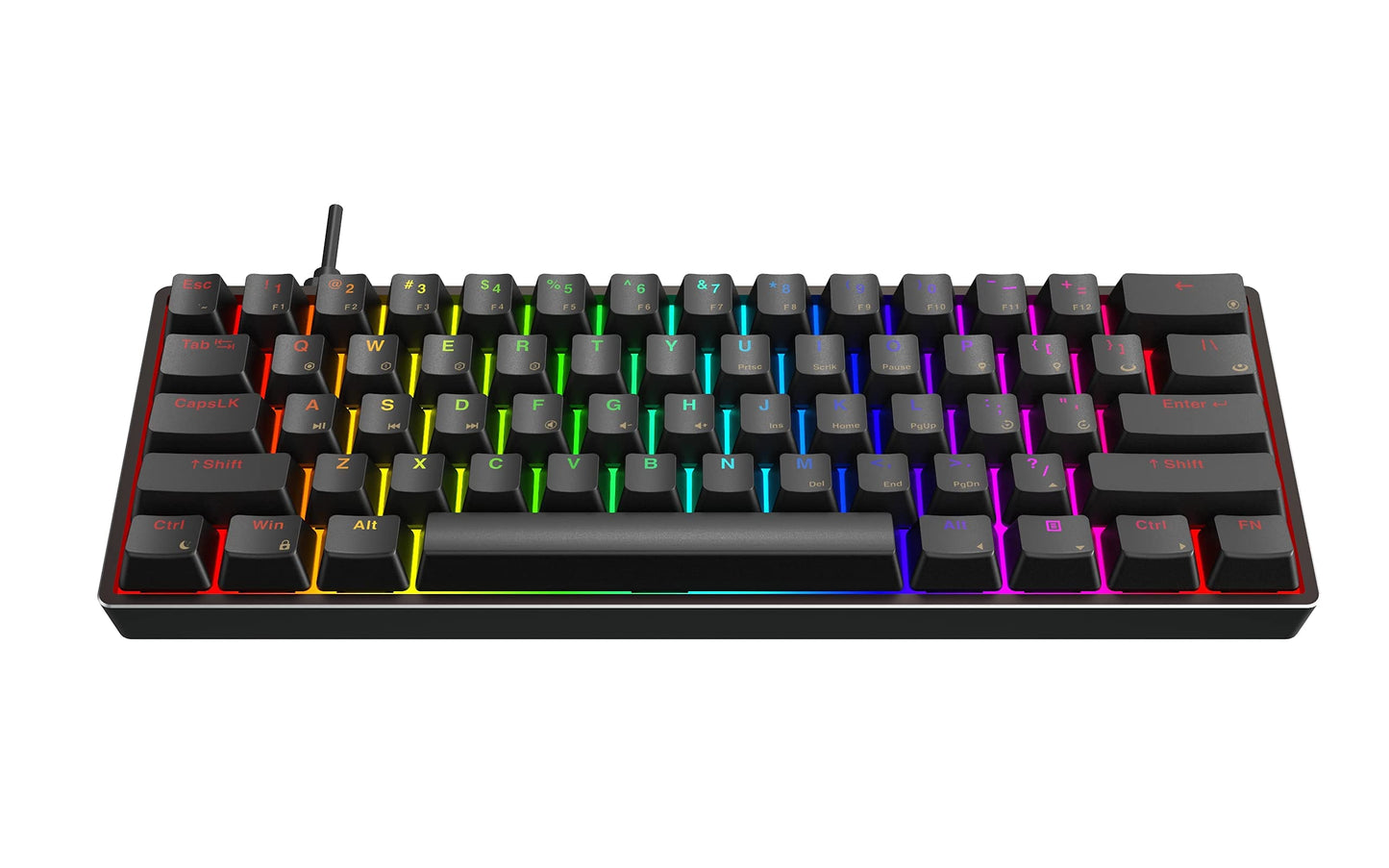 R3N AG AC61M RGB Gaming Keyboard - 61 Keys, Black, Gateron Optical Brown Switch, Hot Swappable, PBT Keycap, Dual USB-C Ports