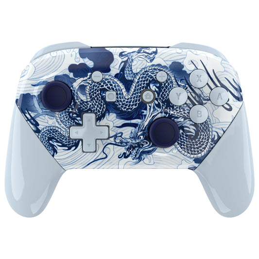 eXtremeRate Faceplate Backplate Handles for Nintendo Switch Pro Controller  The Porcelain Dragon Replacement Hand Grip Housing Shell Buttons for Nintendo Switch Pro Controller - NO Controller