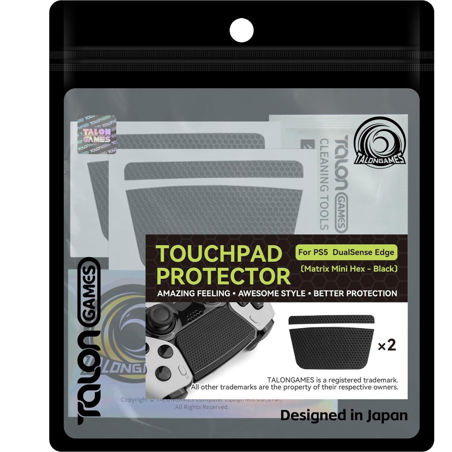 TALONGAMES Touchpad Skin for PS5 Dualsense Edge Controller - Matrix Mini Hex Black, Pre-Cut, Easy to Apply, Enhanced Texture Protection