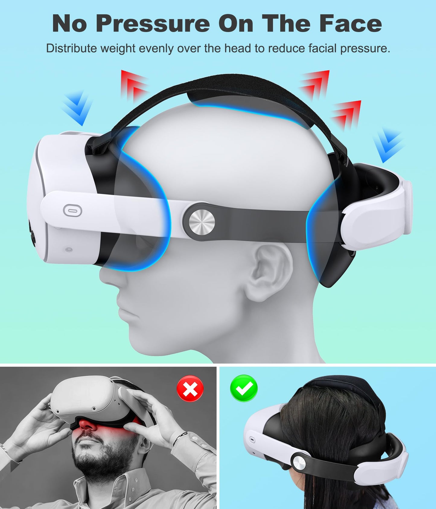DXKK VR Head Strap for Meta Quest 3 - Enhanced Comfort, Quick-Switch Design, Adjustable, White, Model 6977916572157