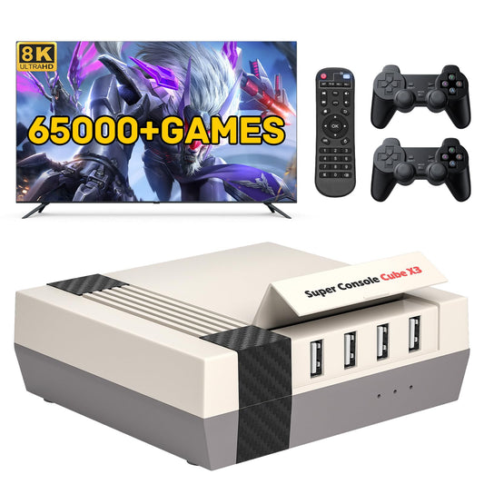 Kinhank Super Console Cube X3 Retro Game Consoles Built-in 65000+ Games  Android 9.0/Emuelec 4.6/CoreE System  S905X3 Chip  8K UHD Output 2.4G/5G  Emulator Console Compatible with Most Emulators