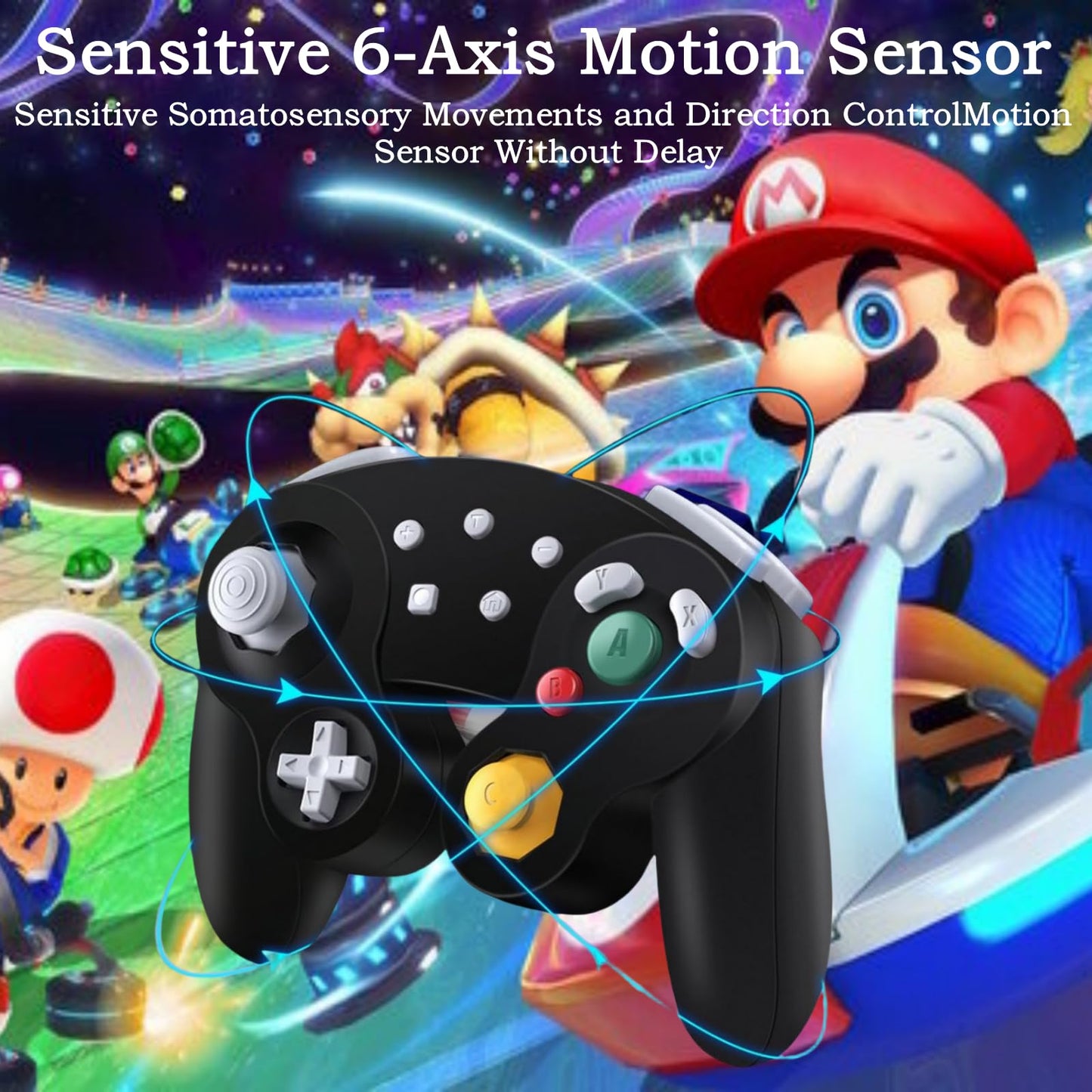 DTCGBIN Wireless Controller for Nintendo Switch/PC - One-Button Wake Up, 4-Level Vibration, Black