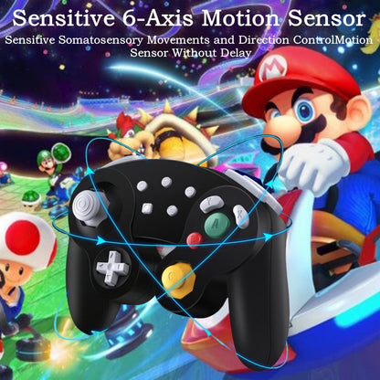 DTCGBIN Wireless Controller for Nintendo Switch/PC - One-Button Wake Up, 4-Level Vibration, Black