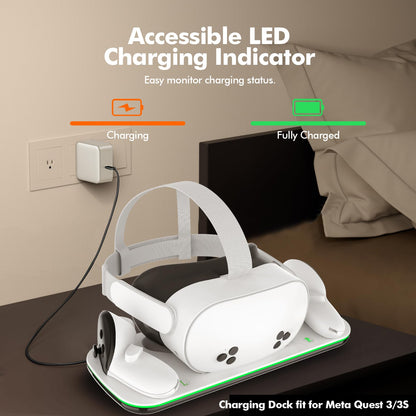 DOBE Charging Dock for Meta Oculus Quest 3/3S - Fast Charging, Magnetic, 2 Rechargeable Batteries, White, Model TY-3868