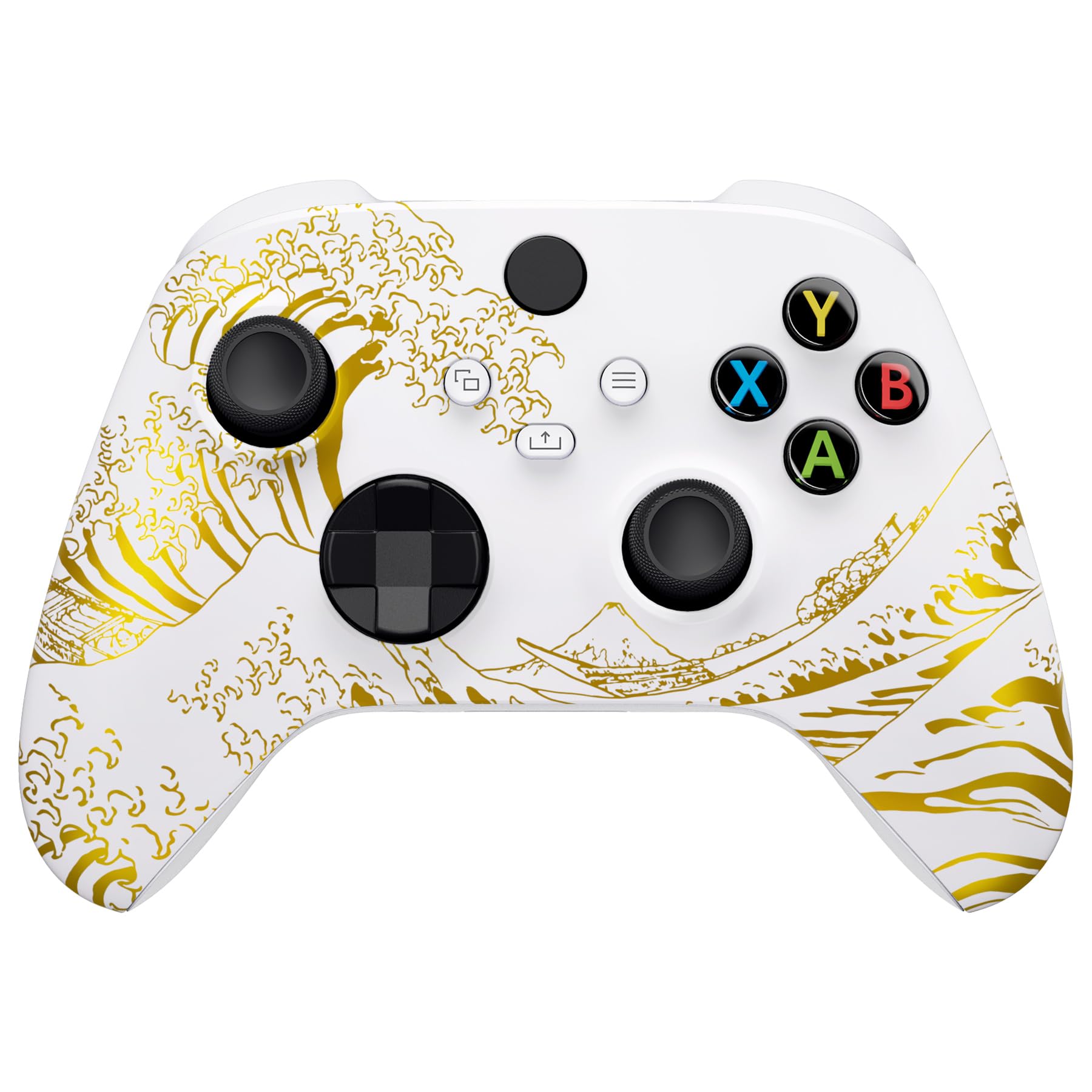 eXtremeRate Custom Shell for Xbox Series X & S Controller, The Great Golden Wave Off Kanagawa - White Front Housing Cover for Xb