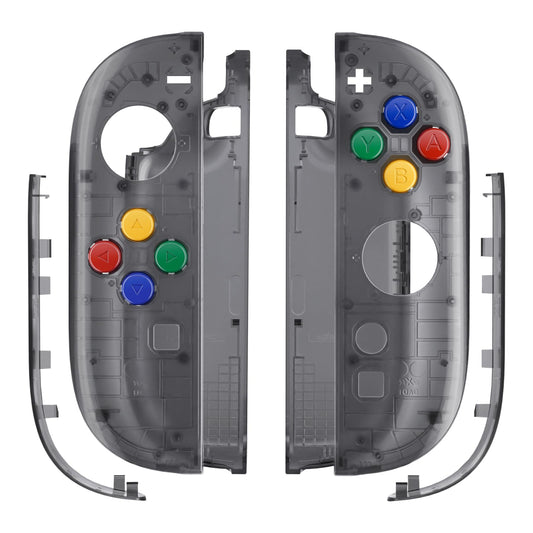 eXtremeRate DIY Replacement Shell Buttons for Joycon 2  Housing Faceplate Case + Decorative Strips + ABXY Direction Keys + Tools for Nintendo Switch 2 Controller - Essence Version - Clear Slate Black