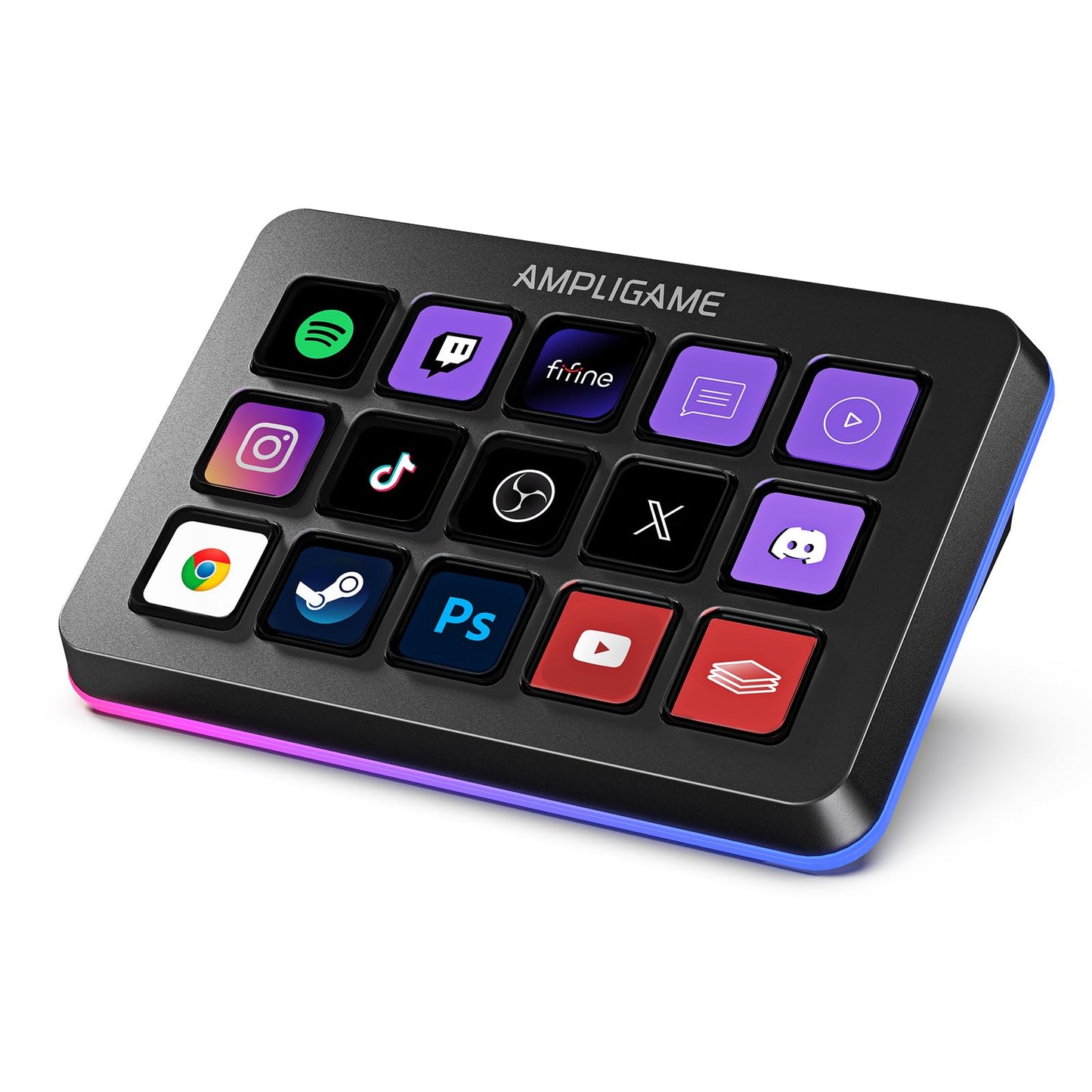 Fifine AmpliGame Stream Controller with 15 Macro Keys  Streaming Keyboard with Trigger Actions in OBS/Twitch/YouTube/Streamlabs  Shortcut Buttons Keypad Works with Mac and PC-D6