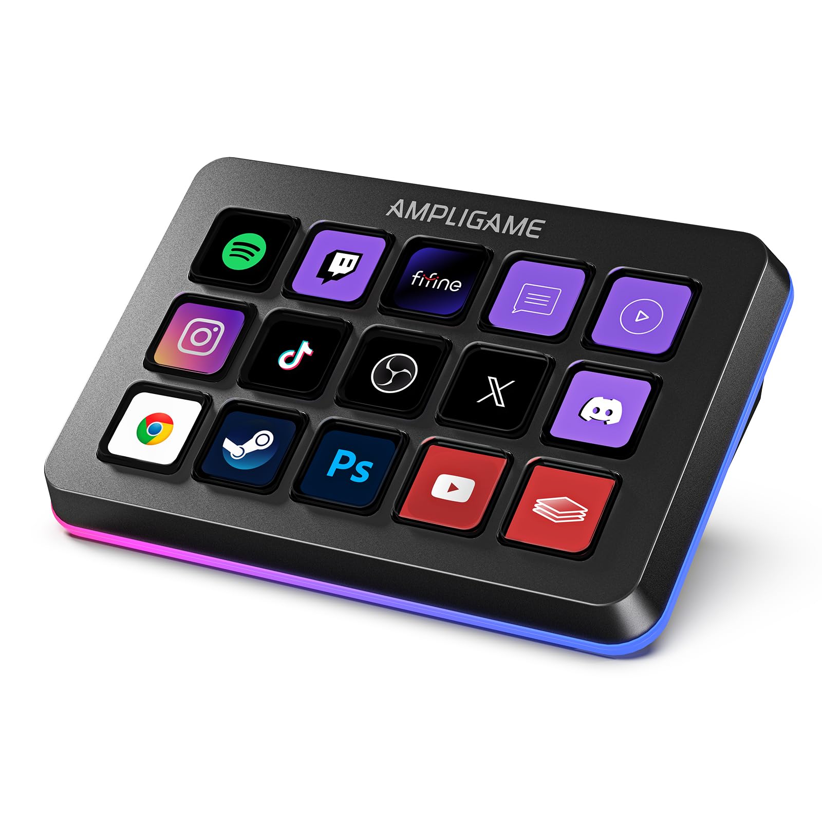 Fifine AmpliGame Stream Controller with 15 Macro Keys  Streaming Keyboard with Trigger Actions in OBS/Twitch/YouTube/Streamlabs  Shortcut Buttons Keypad Works with Mac and PC-D6