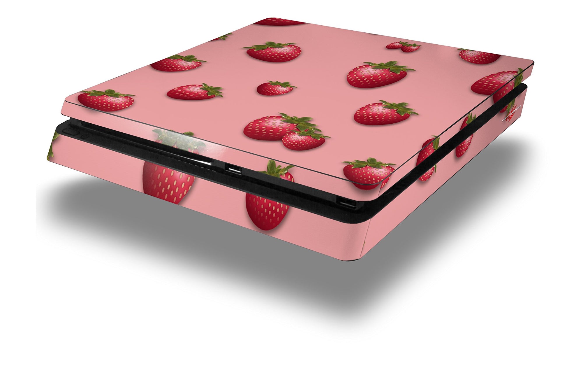 Vinyl Decal Skin Wrap compatible with Sony PlayStation 4 Slim Console Strawberries on Pink (PS4 NOT INCLUDED)