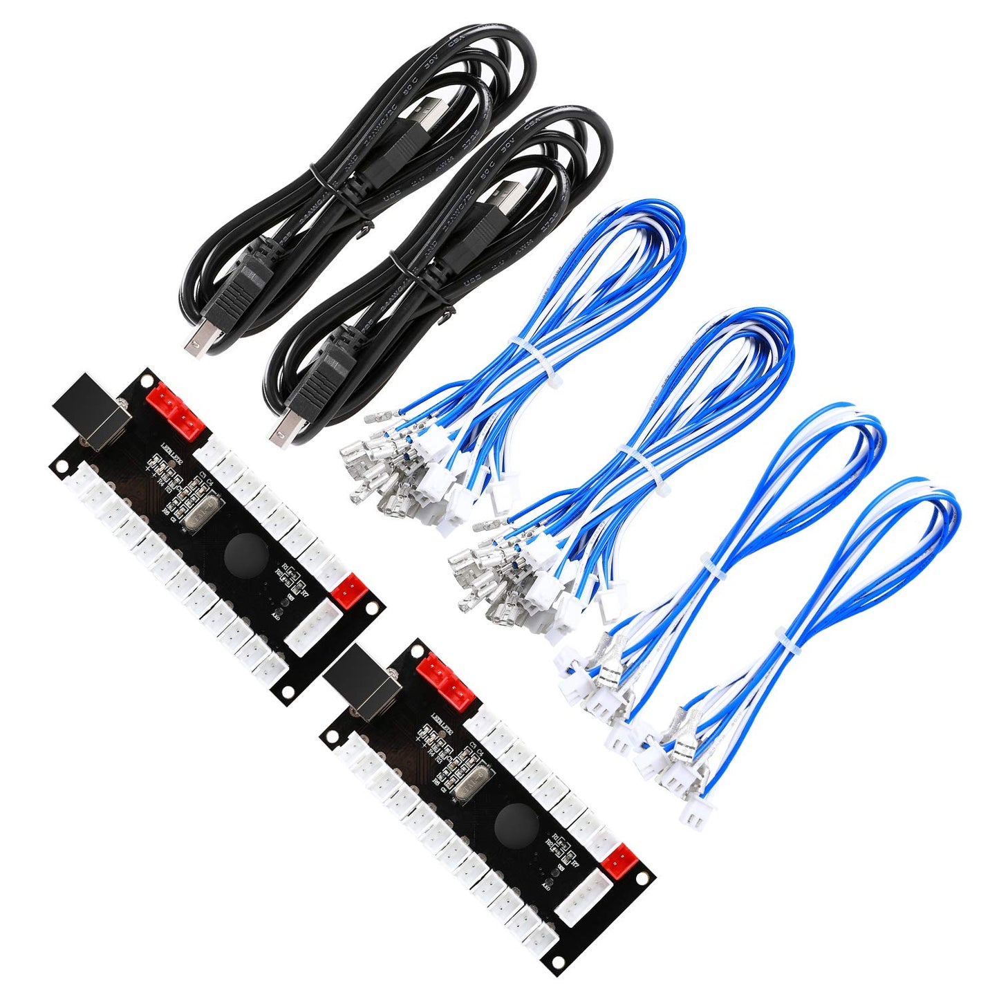 Guwarry 2-Player Zero Delay USB Encoder for HAPP Joysticks, 5V Power Output, Black, Compatible with PC, MAME, Raspberry Pi, Arcade1Up