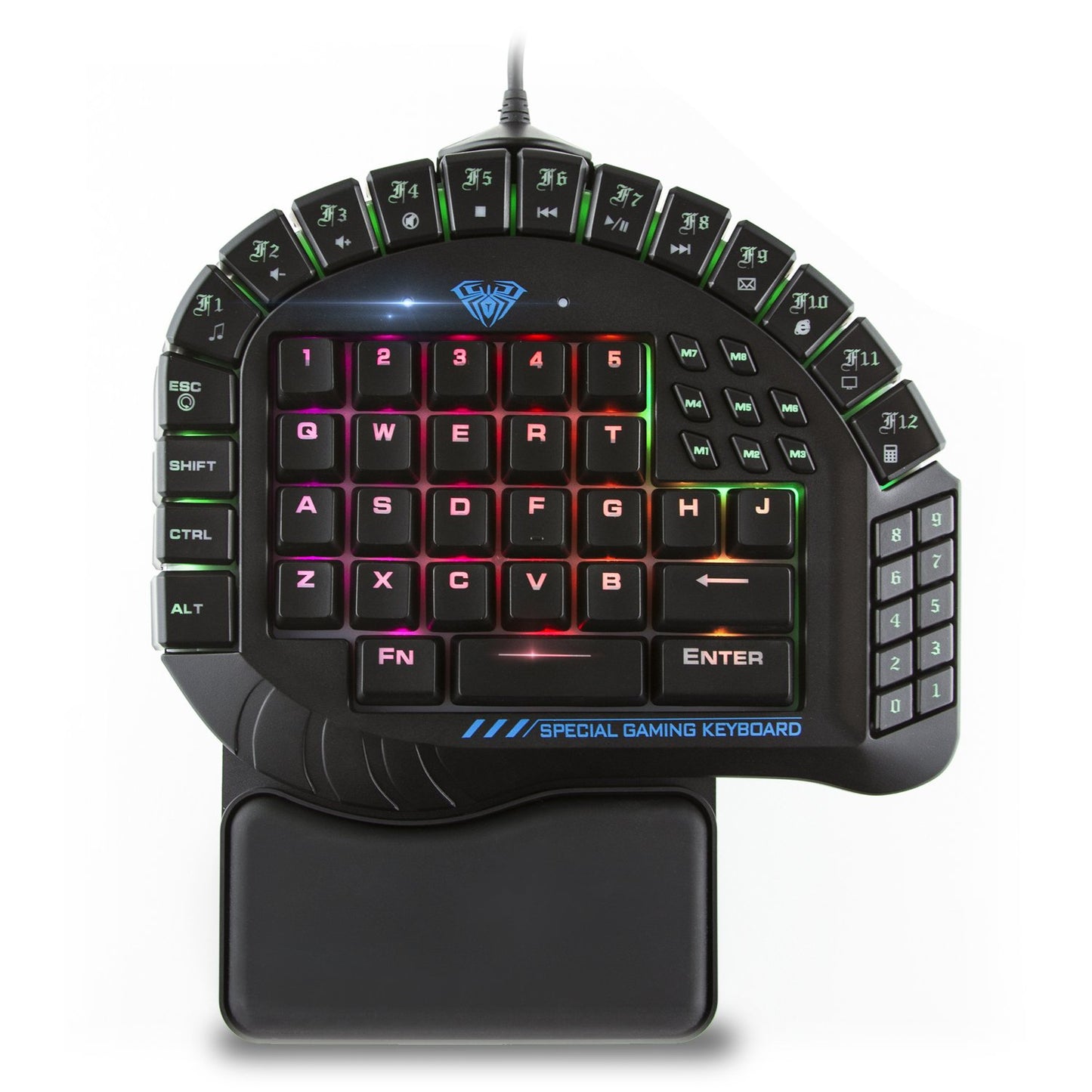 AULA Excalibur One-Handed Mechanical Gaming Keyboard, Blue Switches, RGB Backlit, 9.7 Inch, Model 109R