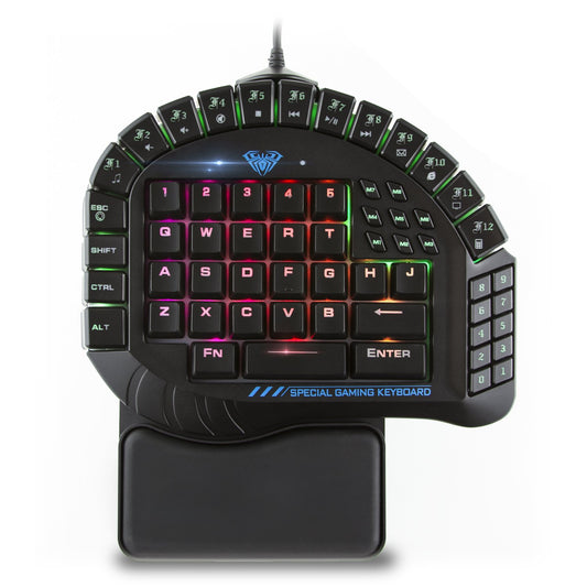 AULA Excalibur One-Handed Mechanical Gaming Keyboard, Blue Switches, RGB Backlit, 9.7 Inch, Model 109R