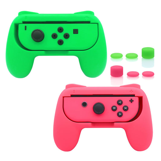 FASTSNAIL Grips Compatible with Nintendo Switch for Joy Con & OLED Model for Joycon  Wear-Resistant Handle Kit Compatible with Joy Cons Controllers  2 Pack(Green and Pink)