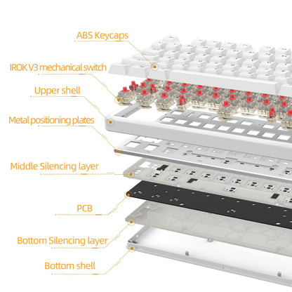 IROK FE75Pro Wireless RGB Mechanical Keyboard, 81 Keys, Hot Swappable, Customizable Backlit, USB-C/Bluetooth, White
