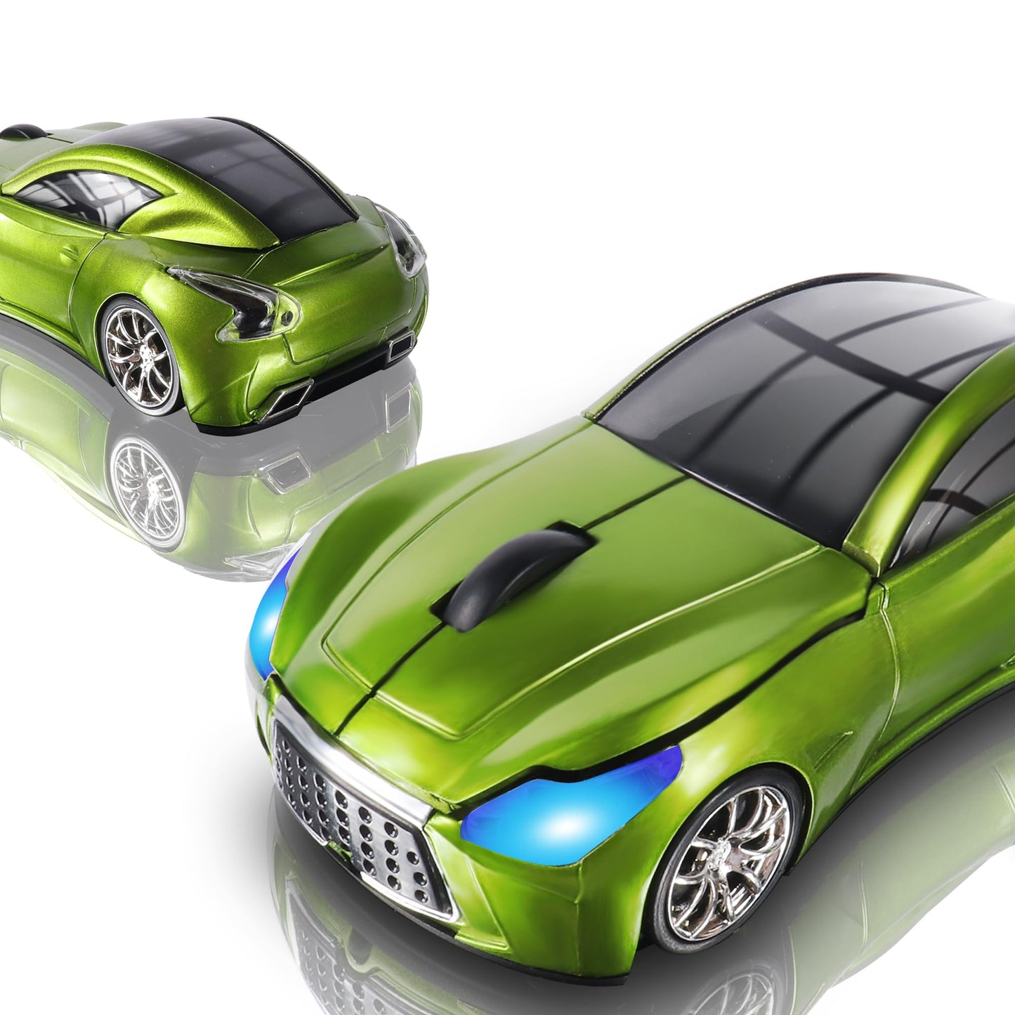 elec Space Wireless Car-Shape Mouse - 2.4G, 1600 DPI, LED Headlights, Green