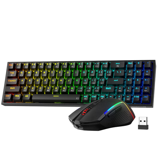 Redragon S136 Gaming Keyboard & Mouse Combo  75% K628 Tri-Mode Wireless RGB Mechanical Keyboard and 7200 DPI Wireless Gaming Mouse Bundle  Convenient Shared Dongle