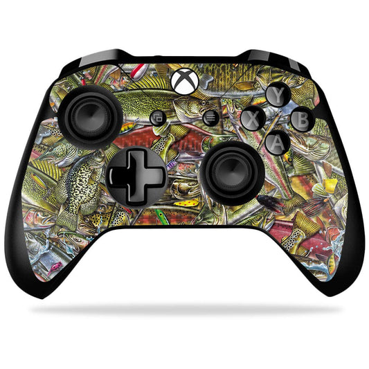MightySkins Carbon Fiber Skin for Microsoft Xbox One X Controller - Fish Puzzle | Protective  Durable Textured Carbon Fiber Finish | Easy to Apply  Remove  and Change Styles | Made in The USA