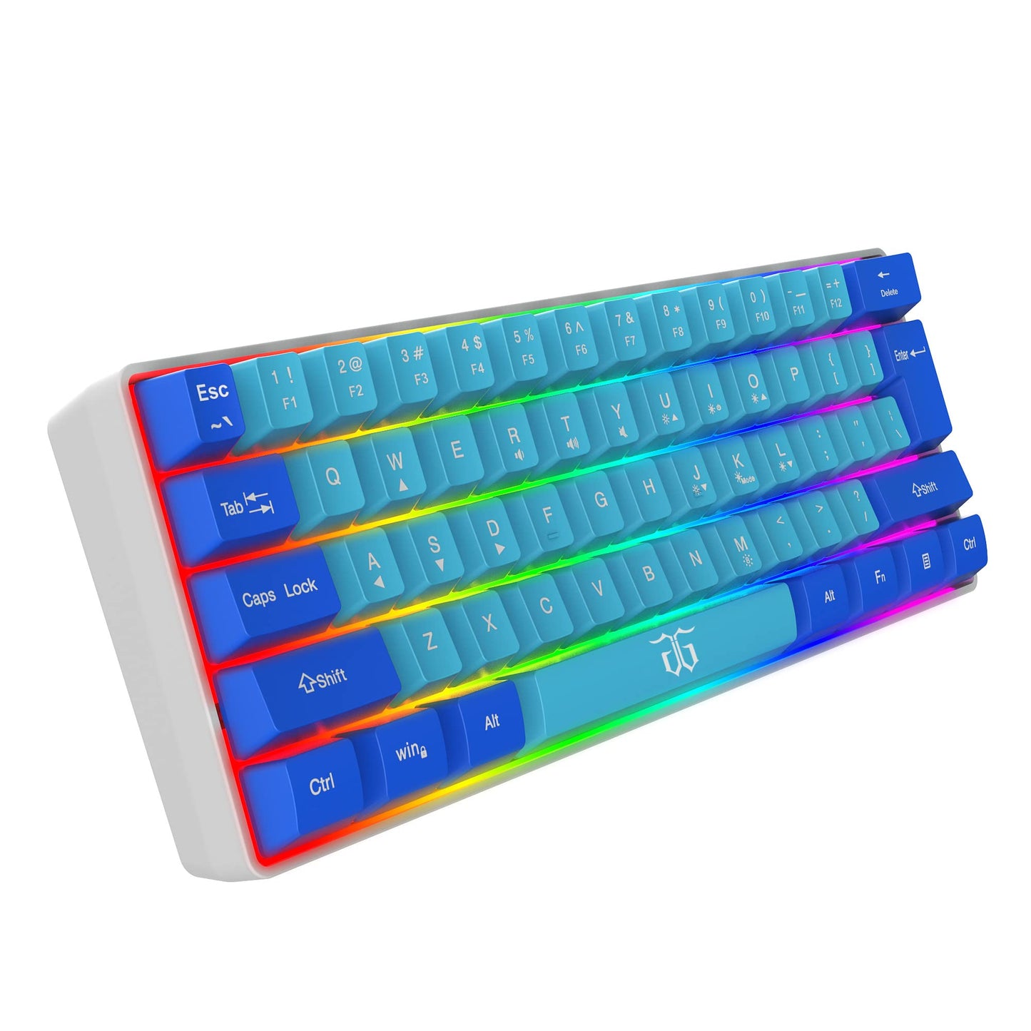 Snpurdiri 60% Wired Gaming Keyboard  RGB Ultra-Compact Mini Keyboard  Waterproof Mechanical Feeling Small Keyboard for PC/Mac Gamer  Typist  Travel  Easy to Carry on Business Trip (Blue-Wathet)