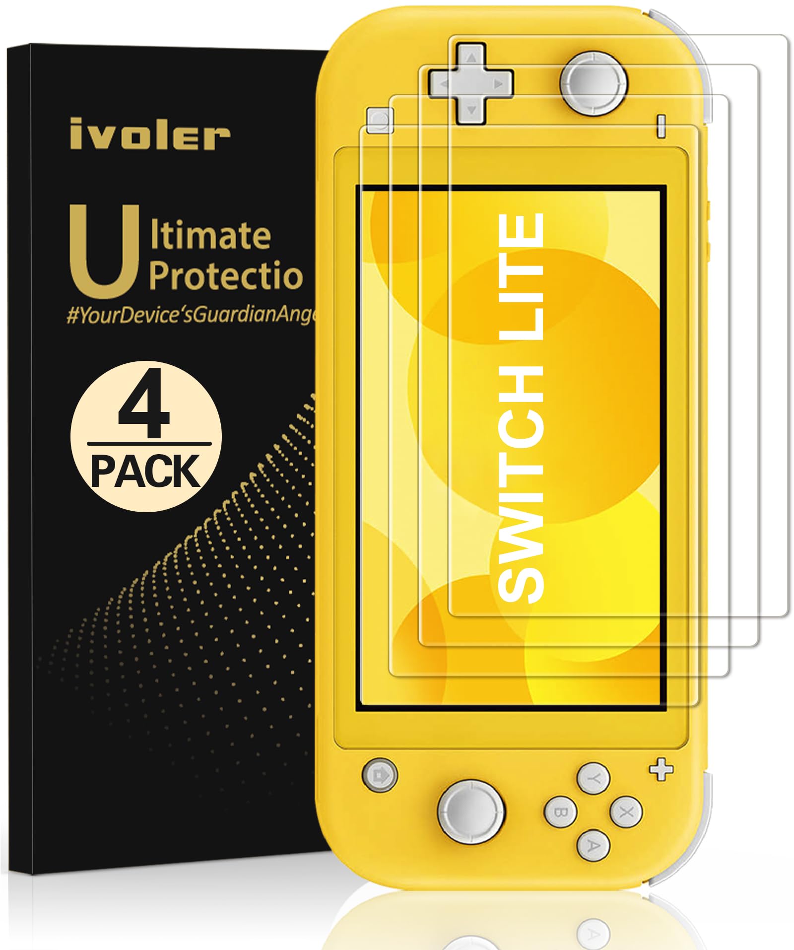 ivoler 4-Pack Screen Protector Tempered Glass for Nintendo Switch Lite  Transparent HD High Definition Clear Anti-Scratch with Anti-Fingerprint Bubble-Free Fit Switch Lite 2019