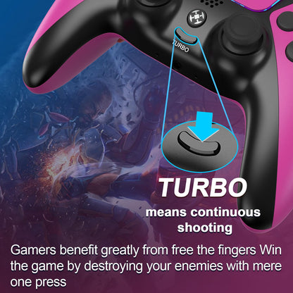 ZawWont PS5 Wireless Controller - No Drift Gamepad, Back Paddles, Turbo, Pink, Model 198-5-rosered, 1200mAh Battery